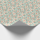 Pastel Christmas Holly & Winter Foliage Pattern Cadeaupapier (Hoek)
