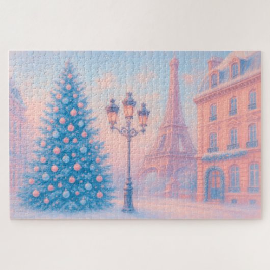 Pastel Christmas in Paris Legpuzzel (Horizontaal)