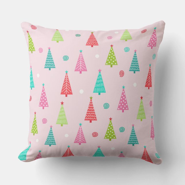Pastel Christmas Tree Throw Pillow  Kussen (Voorkant)