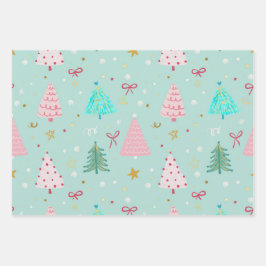 Pastel Christmas Tree Wrapping Paper