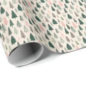 Pastel Christmas Trees Wrapping Paper Cadeaupapier (Rol Hoek)
