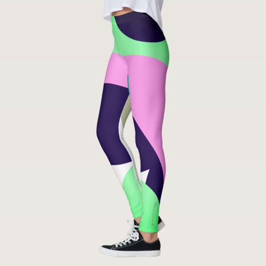 Pastel Ciblé Turquoise Leggings d'Art Abstrait (Gauche)