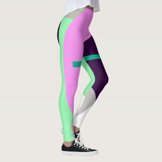 Pastel Ciblé Turquoise Leggings d'Art Abstrait (Droite)