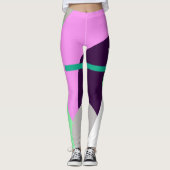 Pastel Ciblé Turquoise Leggings d'Art Abstrait (Devant)