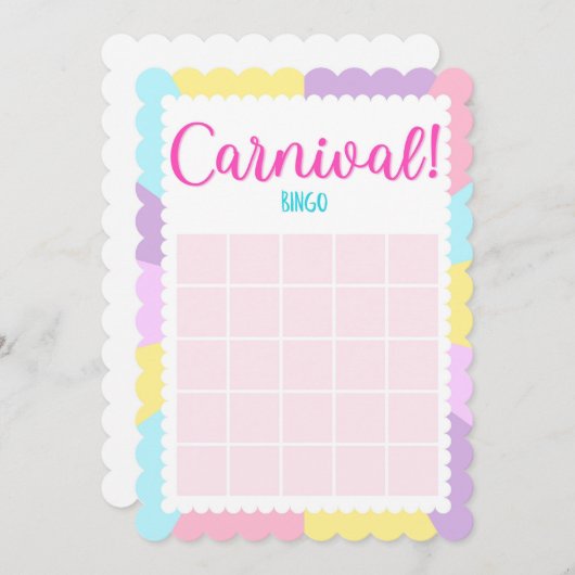 Pastel Circus Baby shower bingo spellen Uitnodigin Kaart (Voorkant / Achterkant)