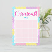 Pastel Circus Baby shower bingospelletjes Uitnodig Kaart (Staand voorkant)
