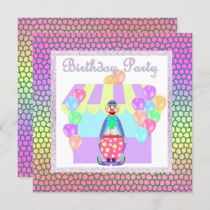 PASTEL CIRCUS CLOWN ANNIVERSAIRE INVITATION DU PAR