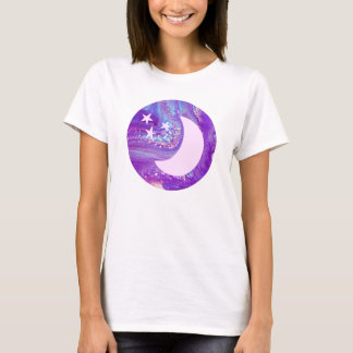 Pastel-cirkelvormig moon en sterrenkunst t-shirt