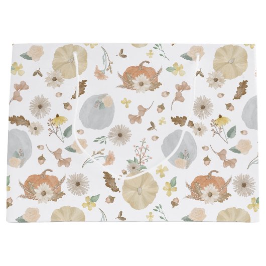 Pastel Citrouille Fall Floral Cadeau Sac (Devant)