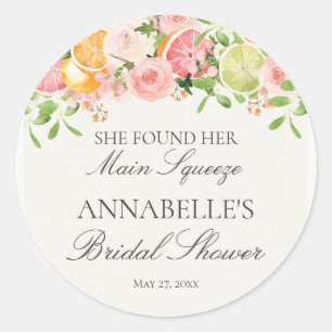 Pastel Citrus Bloemige Hoofdpers Bridal Shower Ronde Sticker