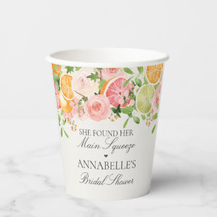 Pastel Citrus Bloemige Hoofdpersoon Bruidsdouche Papieren Bekers