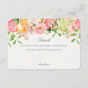 Pastel Citrus Bloemige Knuffel Evenement Details I Informatiekaartje