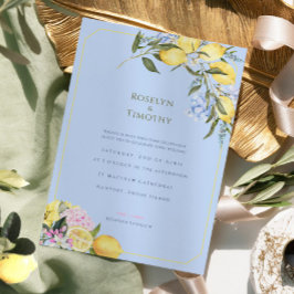 Pastel Citrus Blue Watercolor Floral Wedding Kaart