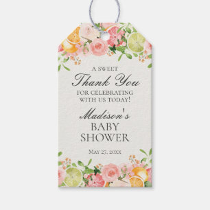 Pastel Citrus Floral Cutie Baby shower Favoriet Cadeaulabel