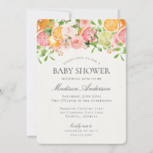 Pastel Citrus Floral Little Cutie Baby shower