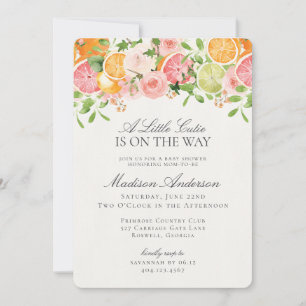 Pastel Citrus Floral Little Cutie Baby shower Kaart