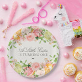 Pastel Citrus Floral Little Cutie Baby shower Papieren Bordje (Feest)