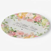 Pastel Citrus Floral Little Cutie Baby shower Papieren Bordje (Gekanteld)