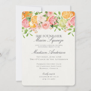 Pastel Citrus Floral Main Squeeze Vrijgezellenfees Kaart