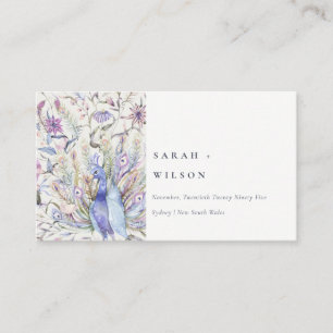 Pastel Classy Waterverf Peacock Weddenschap Websit Informatiekaartje