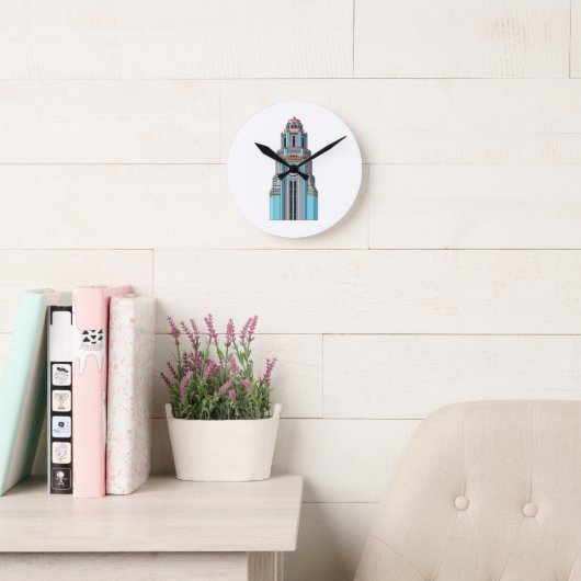 Pastel Clock Tower: Art Deco Delight Sticker Ronde Klok (Leeskamer)