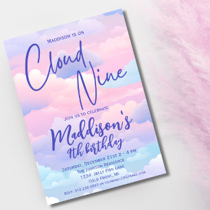 Pastel Cloud 9 Meisjes 9e Verjaardag Kaart