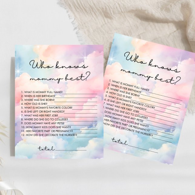 Pastel Cloud Wie kent mama Beste Baby shower Spel (Creator heeft geüpload)
