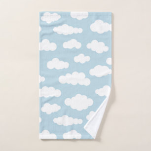 Pastel Clouds Aesthetic Baby Blue en White Handdoek