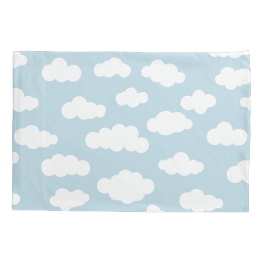 Pastel Clouds Aesthetic Baby Blue en White Kussensloop (Achterkant-Links)