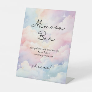 Pastel Clouds Sky Mimosa Bar Vrijgezellenfeest Reclamebord Met Voetstuk