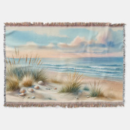 Pastel Coastal Dunes Watercolor Deken