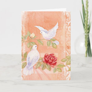 Pastel colombes sympathie rose carte de voeux