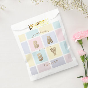 Pastel Color Block Goud Baby shower Bedankzakje
