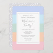 Pastel Color Block Stripes Makoverparty Birthday Kaart (Voorkant / Achterkant)