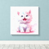 Pastel Color Cute Kitten Canvas Afdruk (Insitu (Houten vloer))