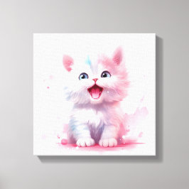 Pastel Color Cute Kitten Canvas Afdruk