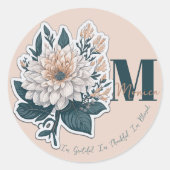 Pastel Color Flower Monogram Sticker (Voorkant)