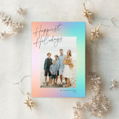 Pastel Color Gradient Happest Holidays Carte photo