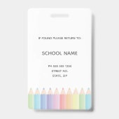 Pastel Color Rainbow Teacher Photo ID badge (Back)