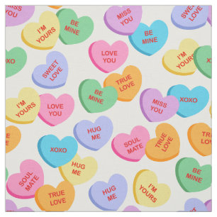Pastel Color Snoep Heart Valentijnsdag Fabric Stof