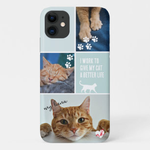 Pastel Colorblock Kat Fotocollage Monogram Pet iPhone 11 Hoesje
