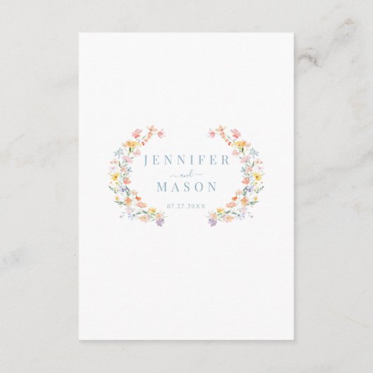 Pastel Coloré Fleur sauvage Cartes Mariage Menu (Dos)