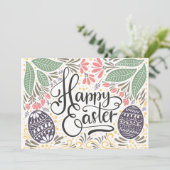 Pastel coloré Illustré Carte photo de Pâques (Debout devant)