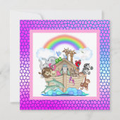 Pastel coloré NOAHS ARK PARTY INVITATION (Devant)