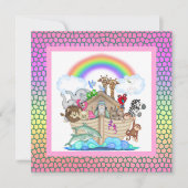 Pastel coloré NOAHS ARK PARTY INVITATION (Devant)