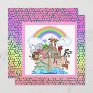 Pastel coloré NOAHS ARK PARTY INVITATION