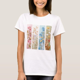 PASTEL COLORED WILDFLOWER BRUSHSTROKES T-SHIRT