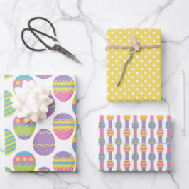 PASTEL COLORFUL EASTER EIGEN EN GEEL POLKA DOTS INPAKPAPIER VEL