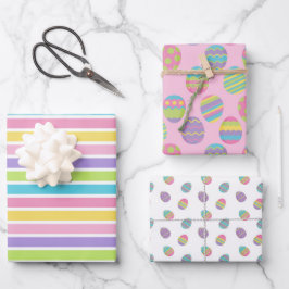 PASTEL COLORFUL EASTER EIGS & STRIPS INPAKPAPIER VEL