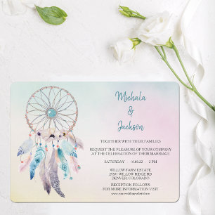 Pastel Colors Drocatcher Wedding Kaart